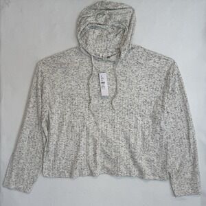 Topshop Women's Size Medium 8-9‎ Ribbed Hooded Sweater Hoodie Gray Cropped